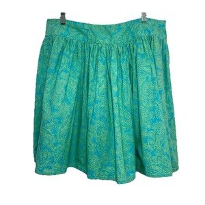 Southern Skirts Paisley A-Line Skirt Large Aqua Green Made in USA